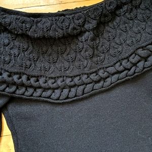 😻Black bodysuit knit, off shoulder M